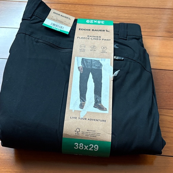 Eddie Bauer Black Rainier Fleece-Lined Pants